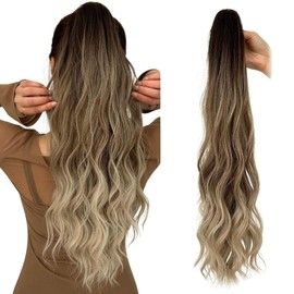 EternaBright Long Wave Ponytail Wig Hairpiece Extension, Clip-type, Fluffy, Gradient Color, Natural, Women's, Easy to Wear, Dance, Imechen, Heat Resistant, Arrangement, Fashion, Hair Ornament