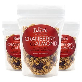 Mrs. Barr’s Natural Foods Granola | Cranberry & Almond | Certified Organic Gluten Free Oats | Soft Texture | Small Batch | Gourmet Quality | Real Ingredients | 10 Ounces (3 Pack)