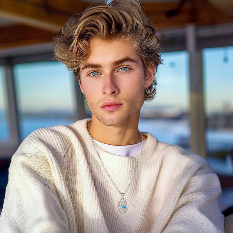 Eusense Tree of Life Necklace Birthstone March Pendant Copper Heart