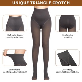 2 Pairs Fleece Lined Tights for Women- Triangle Crotch Design Fake Translucent Thermal Tights,Winter Pantyhose WomenTights