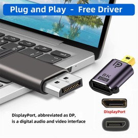 xiwai 8K Mini DisplayPort 1.4 Male to DP Female 60Hz Adapter UHD 4K 144Hz 7680*4320 Ultra HD for Laptop PC Monitor Video