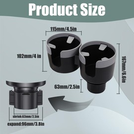 Kutyun Car Cup Holder Expander Adapter, Large Cup Holder Organizer, Multifunctional Auto Cup Adapter with Adjustable Base, 2 in 1 Auto Water Cup Drink Holder for Bottles, Cups, Drinks, Snack (Gray)