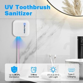Bliss BluBrite UV-C Toothbrush Sanitizer, UV-C Toothbrush Cleaner, Portable Brush Cover, Toothbrush Holder, Toothbrush Cleaner case and Travel Case for Any Size Toothbrush, White Colour.