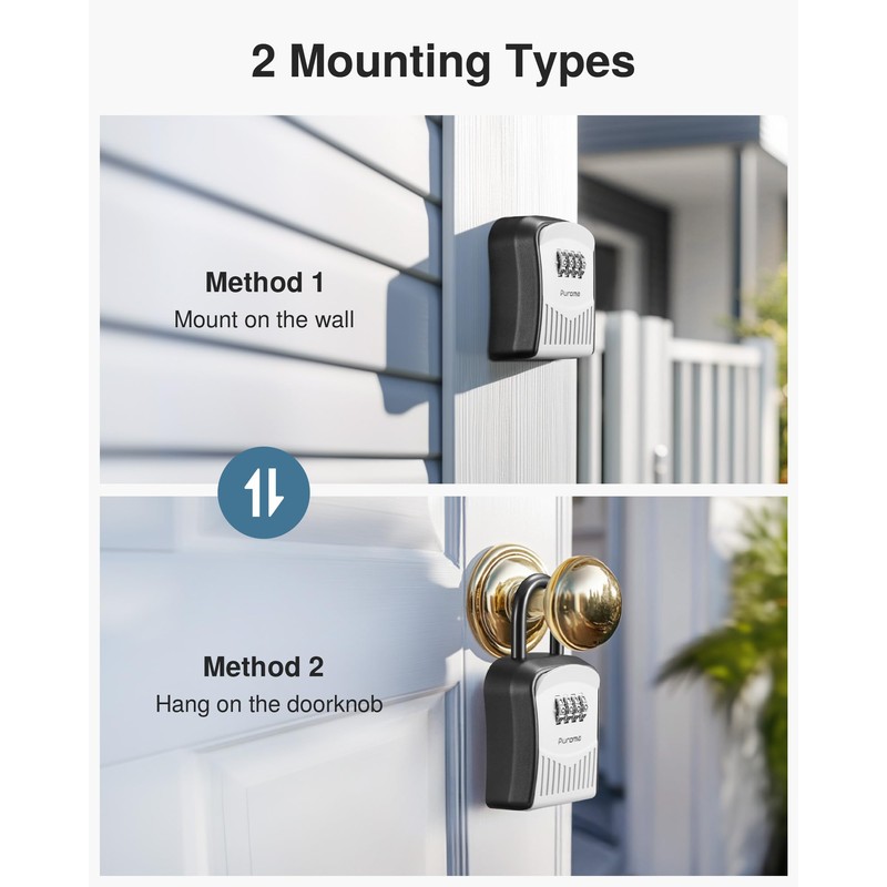 Puroma Lock Box Combination Key Lock Box, Wall-Mounted Portable Storage