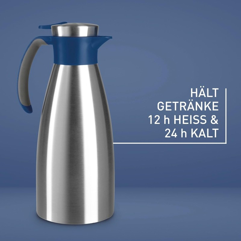 Emsa Soft Grip Insulated Jug, 1.5 Litres, Stainless Steel, 12