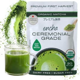 Encha - Té verde matcha orgánico en polvo (grado ceremonial y grado de latte desde la primera cosecha, grado culinario de segunda cosecha) 2.12 Ounce 