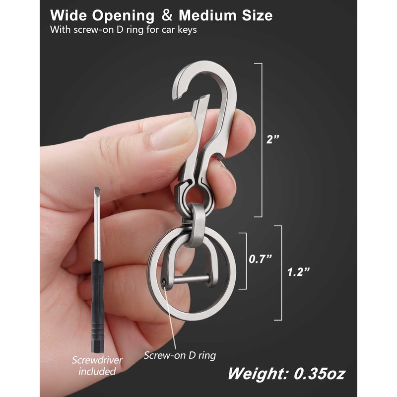 PJYTAC Titanium Carabiner Heavy Duty Keychain Quick Release Key Clip