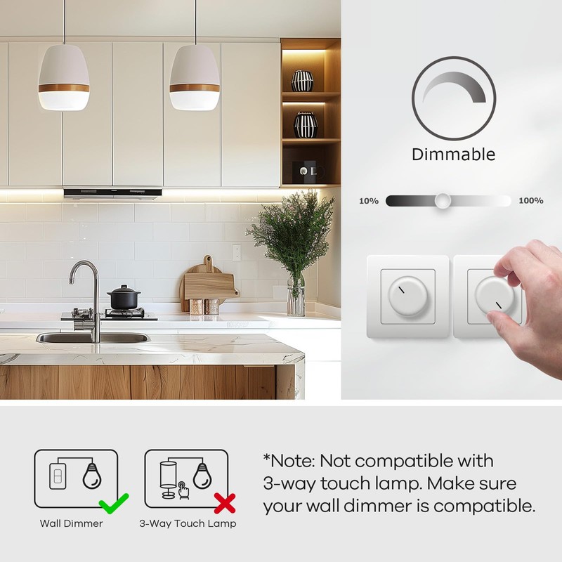 Linkind Dimmable A19 LED Light Bulbs, 60W Equivalent, E26 Base,