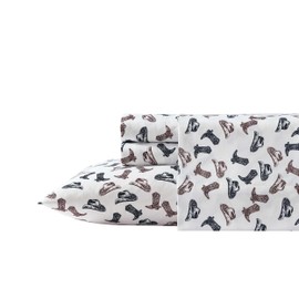 Wrangler Wrangler - Sheet Set, Breathable & Wrinkle Resistant Bedding, Includes Matching Sham & Pillowcases, Yellowstone Inspired, Western Luxurious Bedding Set (Boots N Hats Black, Full)