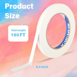 KIWIHUB Artist Tape for Watercolor Paper, White Art Masking Tape for Drafting Painting Canvas Framing - Acid Free, 0.4" x 180 FT