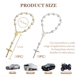 Yeomju Set of 2 Rosary Bracelet Set Gold and Silver Cross Bracelet Elegant Guest Gift for Christening Communion and Decoration