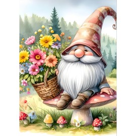 QQYRHN 5D Cartoon Gnome Diamond Painting Kit for Adults Beginners Flowers Diamond Art Kits Complete DIY Mushrooms Diamond Embroidery Set Perfect for Relaxation and Decoration 30 x 40 cm