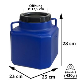 plasteo® 10L Wide Mouth Container with Lid and Handles, Square, Blue, Food Safe, BPA Free - Versatile Plastic Container for Water, Food, Storage or as a Rain Butt