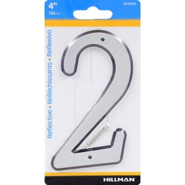 HIllman 841600 4-Inch Nail-On Reflective Plastic House Number 2