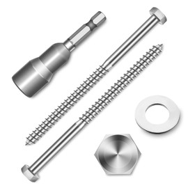 (8-Set) 3/8 x 6 Lag Bolts, Stainless Steel Heavy Duty Hex Head Lag Screws for Wood, ASME B18.2.1 Commercial/Industrial Grade Mounting Screws Bolts Kit by Marysino