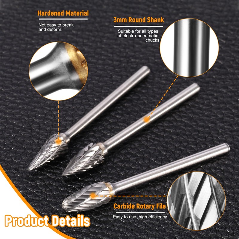 Faankiton 10PCS Tungsten Carbide Rotary Burrs, Carbide Die Grinder Bits
