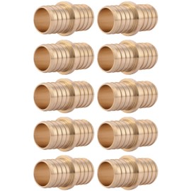 SharkBite 1 Inch Crimp Coupling, Pack of 10, Brass Plumbing Fitting, PEX Pipe, PE-RT, UC020LF