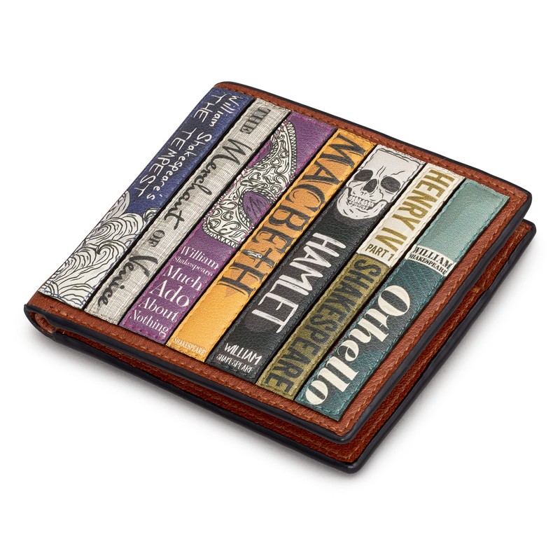 Yoshi William Shakespeare Bookworm Men's Leather Wallet, Genuine Brown Leather