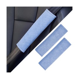 Bittwee 2PCS Car Seat Belt Cover, Leather Vehicle Seatbelt Cushion Pad Protector for Shoulder and Neck, Comfortable Breathable Automotive Safe Strap Mat, Universal for SUV, Truck, RV（Sky Blue）