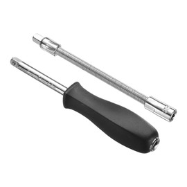 sourcing map 1/4" Drive Spinner Handle Chrome Vanadium Steel Drive Socket Set with 1/4" Drive Spring Flexible Socket Extension Bar for Ratchet Driver and Car Repair 2-Pieces Set