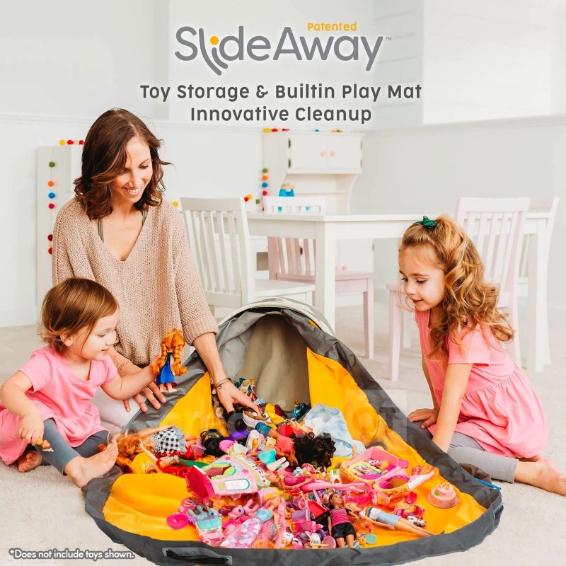 CreativeQT SlideAway Toy Storage Organizer & Play Mat for Kids,