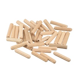 sourcing map Wooden Dowel Pins 36pcs 4x20mm(5/32"x3/4") Fluted Beveled Ends Wood Dowel Pegs Kiln Dried Hardwood for Woodworking Furniture Shelf