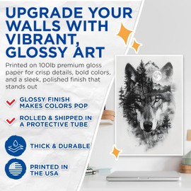 Bliss Monkey Co. Wolf Poster - Forest Moon Design - Wildlife Art Decor - 12 x 18 Inch Unframed - Premium 100lb Gloss - Made In USA - BMCP0970