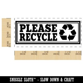 Please Recycle with Symbol Double Border Self-Inking Rubber Stamp Ink Stamper for Business Office - 1-1/2 Inch Small - Green Ink