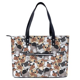 Dog Tote Bag Leather for Women with Zipper Shoulder Bags Work Handbags Business Everyday for Travel, Work, Gym,Shopping
