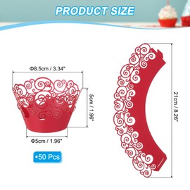 PATIKIL Cupcake Wrappers Paper, 50 Pack Baking Cups Standard Cloud Decoration for Anniversary Birthday Weddings and Parties, Red