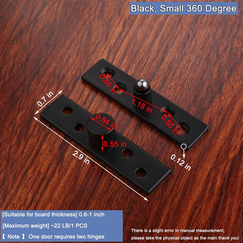 2pcs Pivot Hinge Rotating Hinge 360 Degree Stainless Steel Concealing