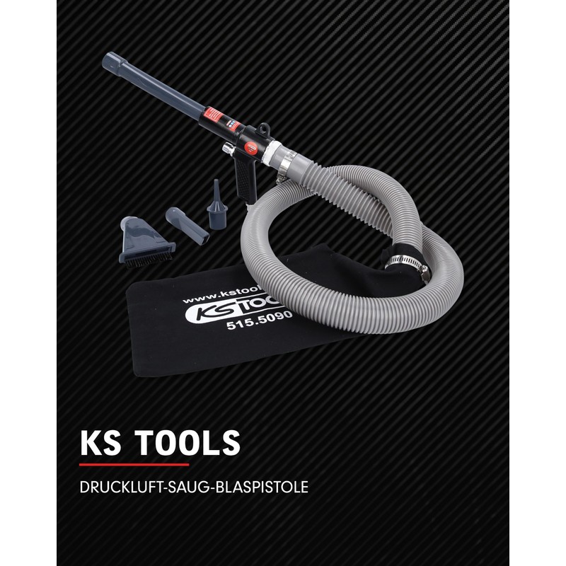 KS Tools Druckluft Saug Blaspistole 515.5090 145mm I Ausblaspistole mit