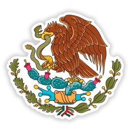Black Diamond Art - Mexican Sticker - Mexico Flag Coat of Arms Eagle - Vibrant Vinyl Decal Car Truck (4" x 4")