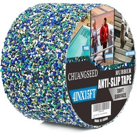 CHUANGSEED - Cinta antideslizante resistente azul de 4 pulgadas x 15 pies, multiusos, resistente, resistente al agua para exterior/interior, cinta antideslizante de seguridad para tracción en peldaños