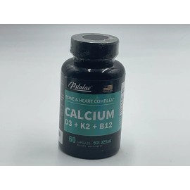 Pslalae Calcium Capsules Vitamin D3,K2,B12, Bone Heart Complex 60 Cap 10/26