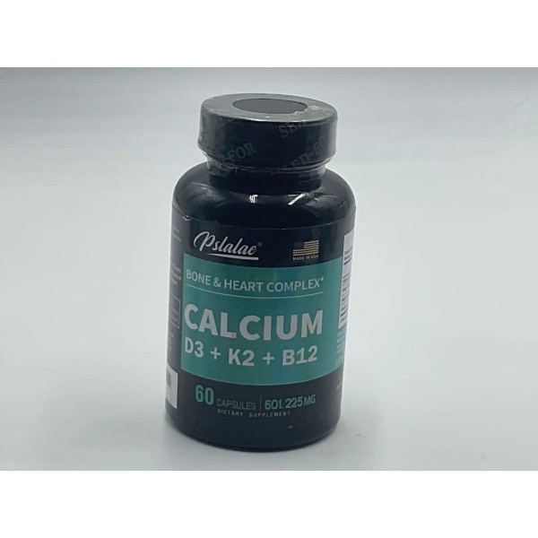 Pslalae Calcium Capsules Vitamin D3,K2,B12, Bone Heart Complex 60 Cap