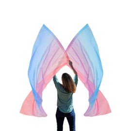 Wuchieal Worship Flags with Rods,Spinning Veil,Flag Scarf Poi Ribbon, Outdoor Flags worship flags for church 9#RED PURPLE BLUE