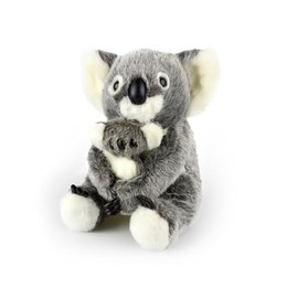 Australian Made AB34 Koala with Baby Stuffed Soft Toy, Grey, 27 cm