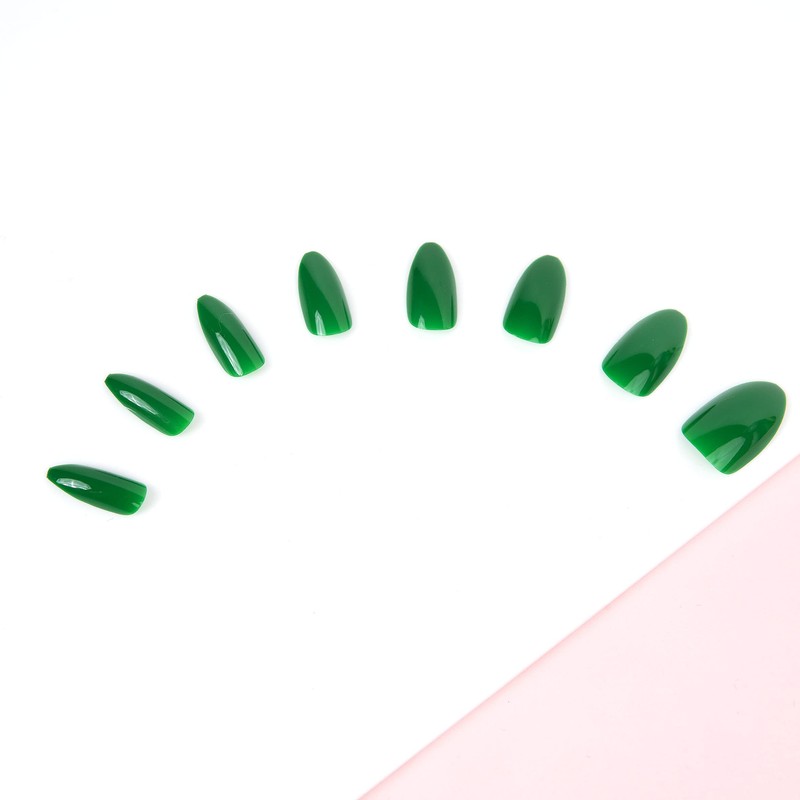 Invogue Venom Green Oval Nails (24 Pieces)
