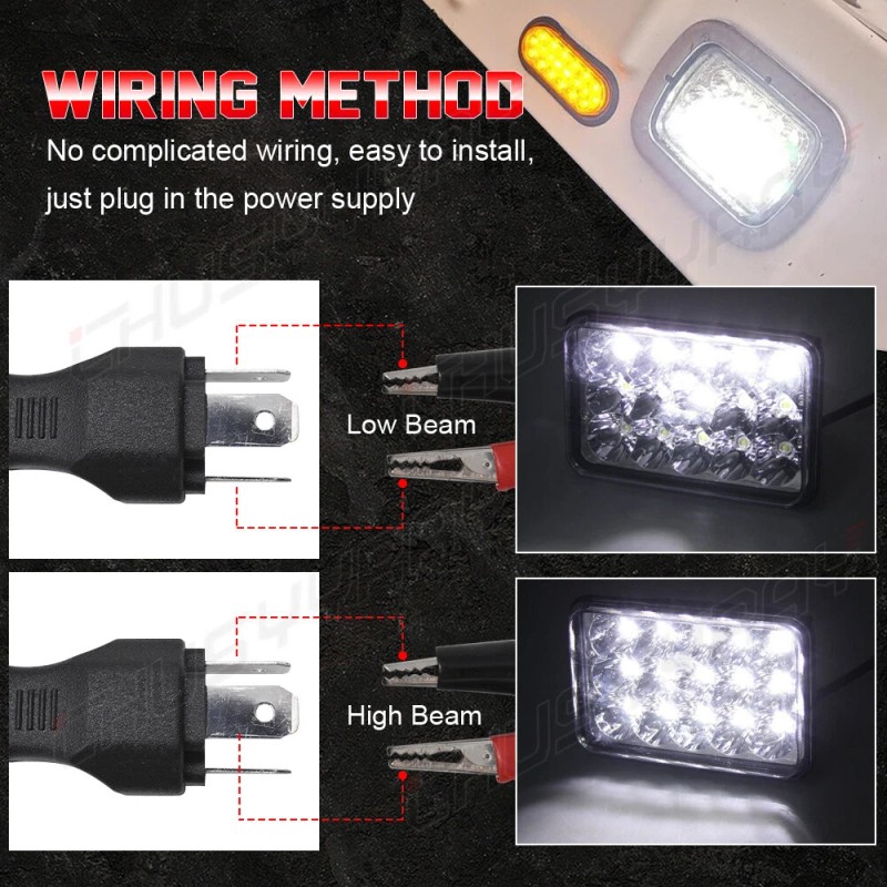 CHUSYYRAY 4PCS 4x6'' LED Headlights Hi/Lo Beam For Freightliner 1988-2010