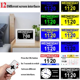 SVINZ SINOIDEAS 3.0 Upgrade,Dementia Clock,Digital Calendar Day Clock,dementia clocks with days dates and time of day，7inch White with Remote (White)