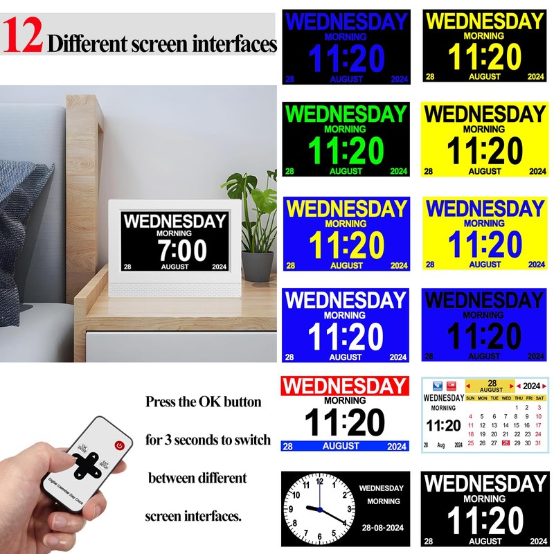 SVINZ SINOIDEAS 3.0 Upgrade,Dementia Clock,Digital Calendar Day Clock,dementia clocks with