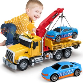 CELMAN Tow Truck Toy with Sound and Light, 1:12 Transporter Truck Truck, Tow Truck Including Racing Car, Vehicles Toy Car Gift for Children from 3 4 5 6 7 8 Years