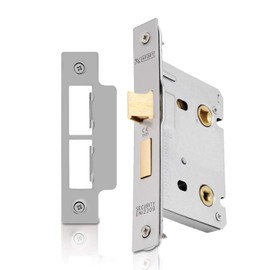 XFORT® Satin Chrome Bathroom Lock 75mm for Internal Wooden Doors, Mortice Door Lock for Bathroom, Door Latch Mechanism and Thumbturn Locking Door Security, CE Approved and Fire Rated Protection