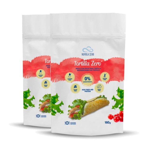Nuvola Zero - Baking Mix for Tortilla, 320 g x 8 Protein Tortillas, Carbohydrate Free, Gluten Free, Lactose Free, Sugar-Free, Yeast Free, Made in Italy
