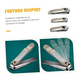 Baluue 3pcs Stainless Steel Nail Clippers Ergonomic Toe Nail Trimmers for Non- Handle for Men and Women Includes and Clippers