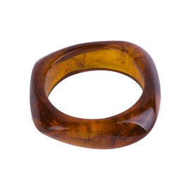 Kicomvi Colorful Resin Irregular Bangle Bracelet Acrylic Acetate Mottled Wide Chunky Cuff Bangle for Women-brown