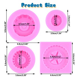 Mujiang 3D Round Tire Fondant Mold Truck Wheel Silicone Molds Set Of 4
