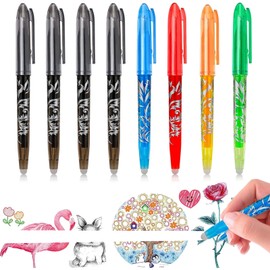 kdasdiu 8 Erasable Pens 5 Colors Eraser Pen Rub Out Pens with Rubbers on the End, Erasable Pen with Eraser Gel Pens Rub Out Gel Ink Eraser Pens for Kids Adults Writing Stationary School Supplies