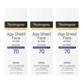 Neutrogena Age Shield - Loción de protección solar facial sin aceite con amplio espectro SPF 70, protector solar hidratante no comedogénico para ayudar a prevenir los signos de envejecimiento, sin